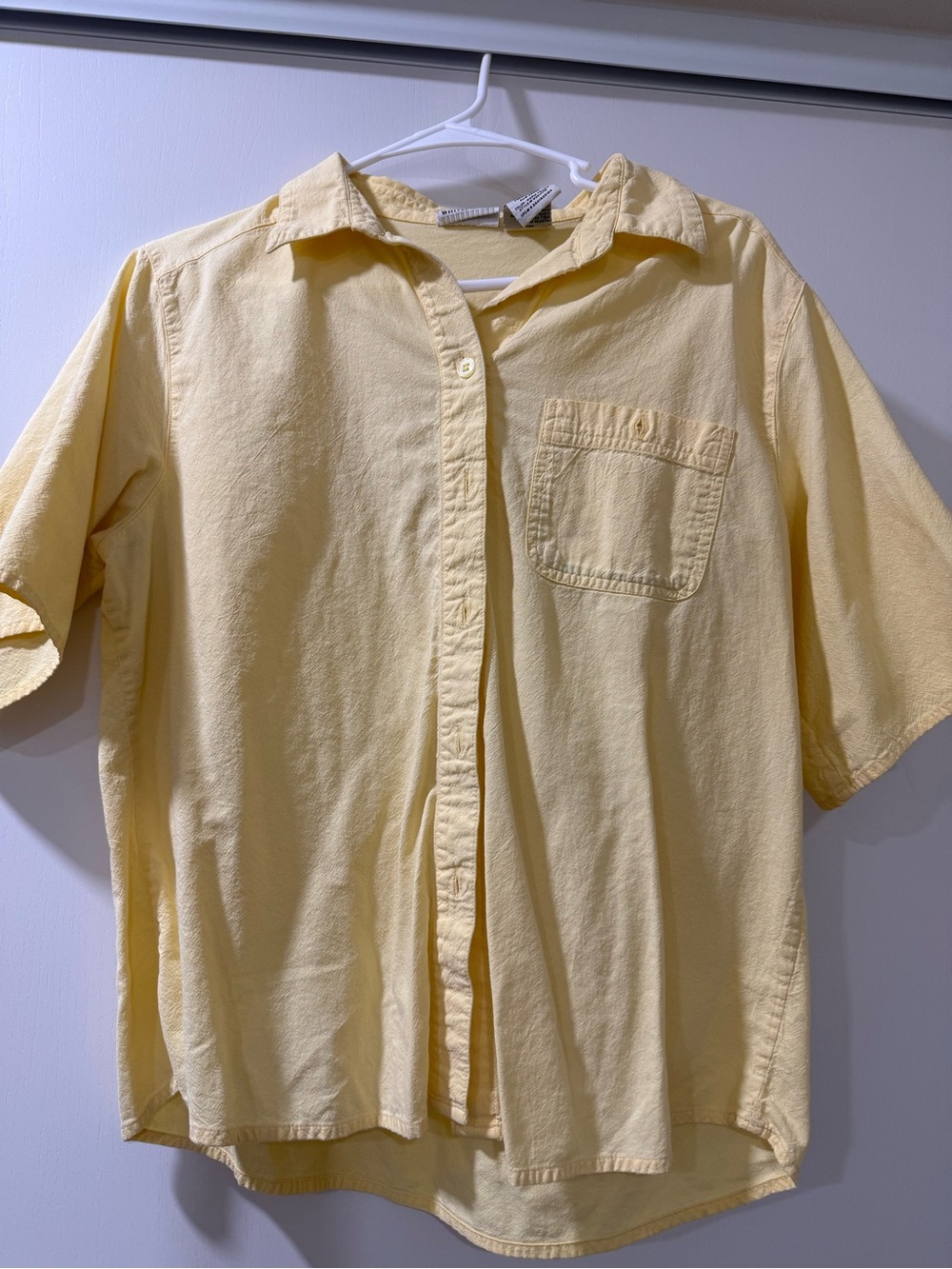 Casual Short-Sleeve Button-Up Shirt - Light Yellow mhm